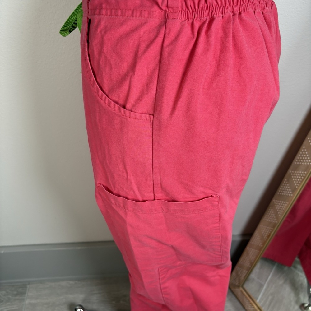 Crocs Womens M Pink Scrub Pants Medical Nursing Y2K Cargo Cotton Blend - Picture 8 of 16